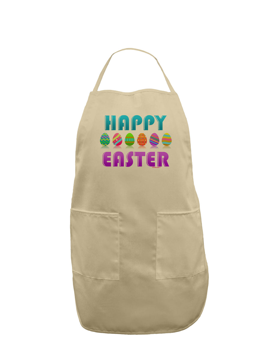 Happy Easter Decorated Eggs Adult Apron-Bib Apron-TooLoud-White-One-Size-Davson Sales