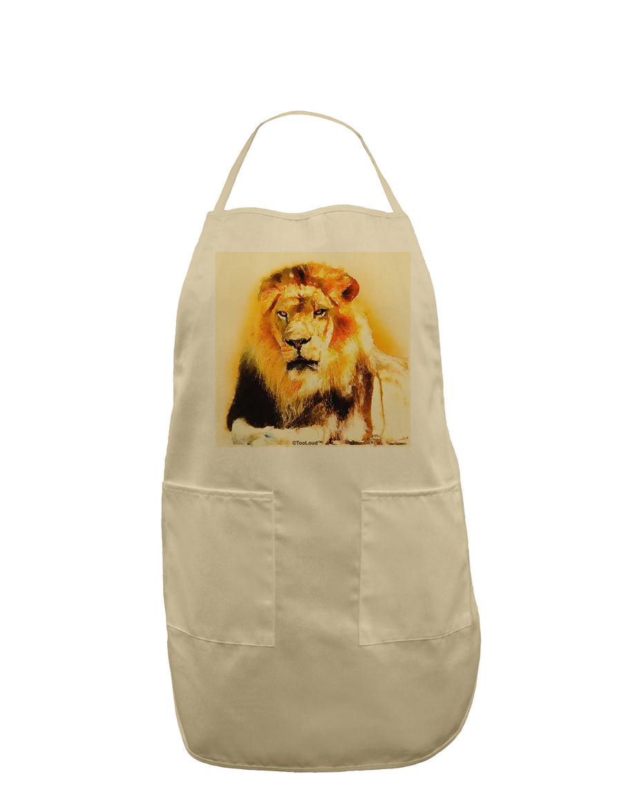 Lion Watercolor 4 Adult Apron-Bib Apron-TooLoud-White-One-Size-Davson Sales