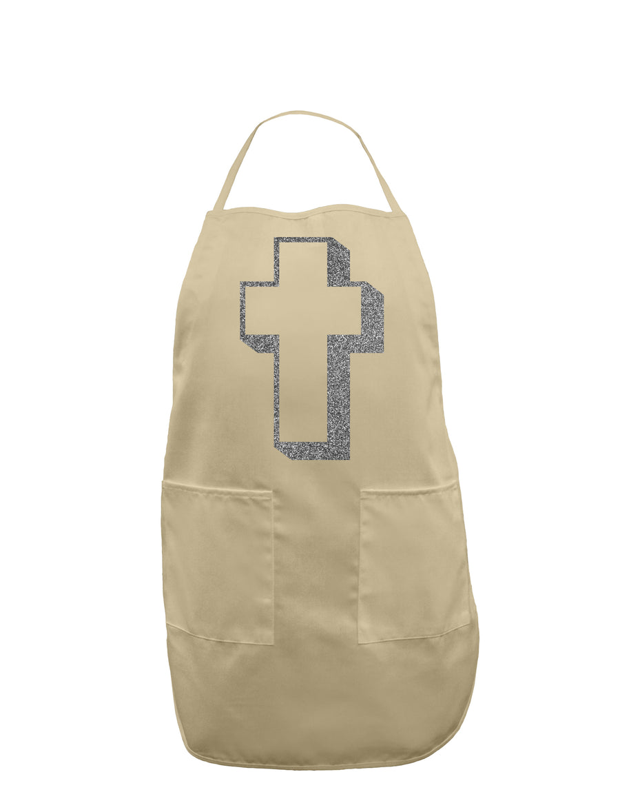 Simple Cross Design Glitter - Silver Adult Apron by TooLoud-Bib Apron-TooLoud-White-One-Size-Davson Sales