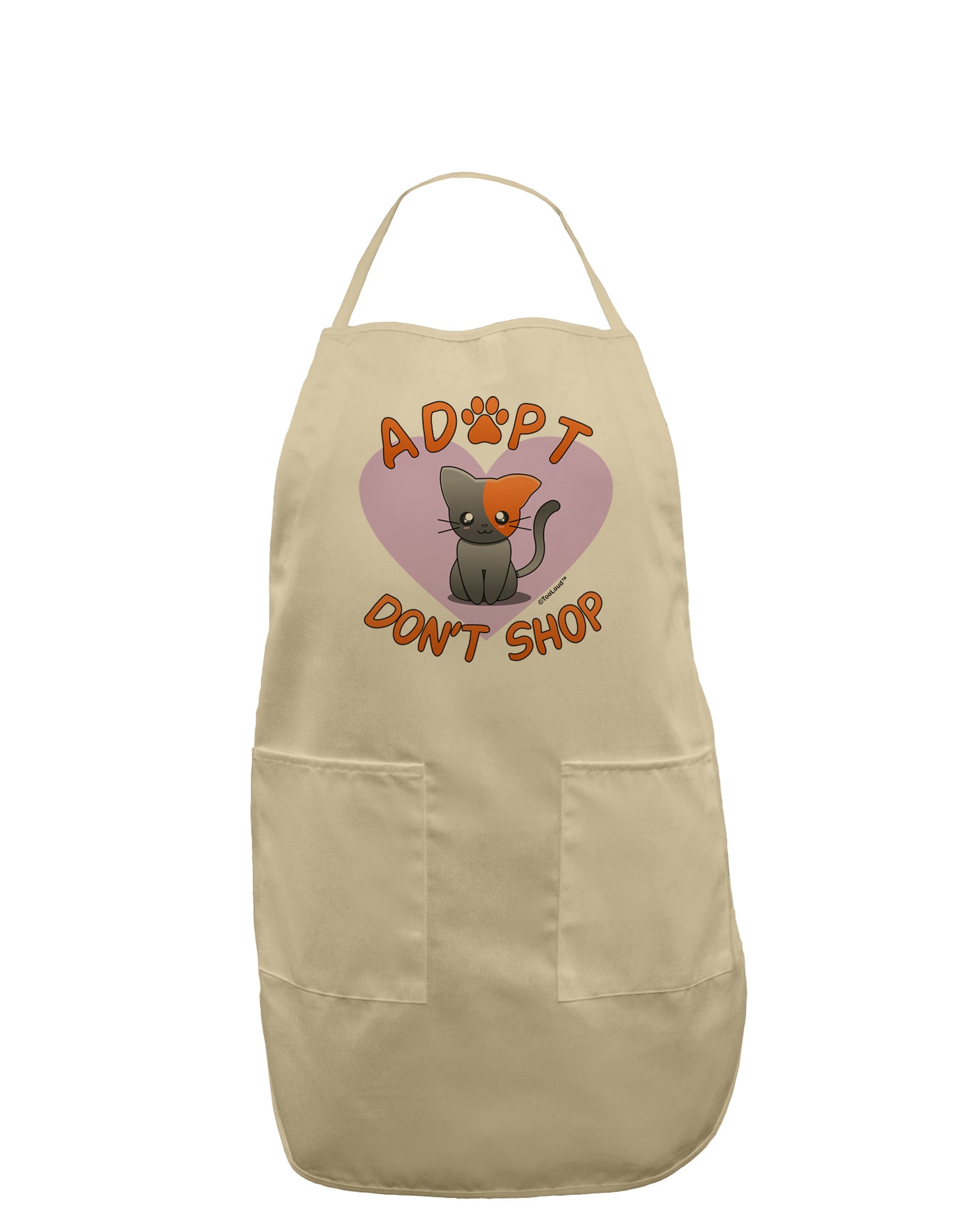 Adopt Don't Shop Cute Kitty Adult Apron-Bib Apron-TooLoud-Stone-One-Size-Davson Sales
