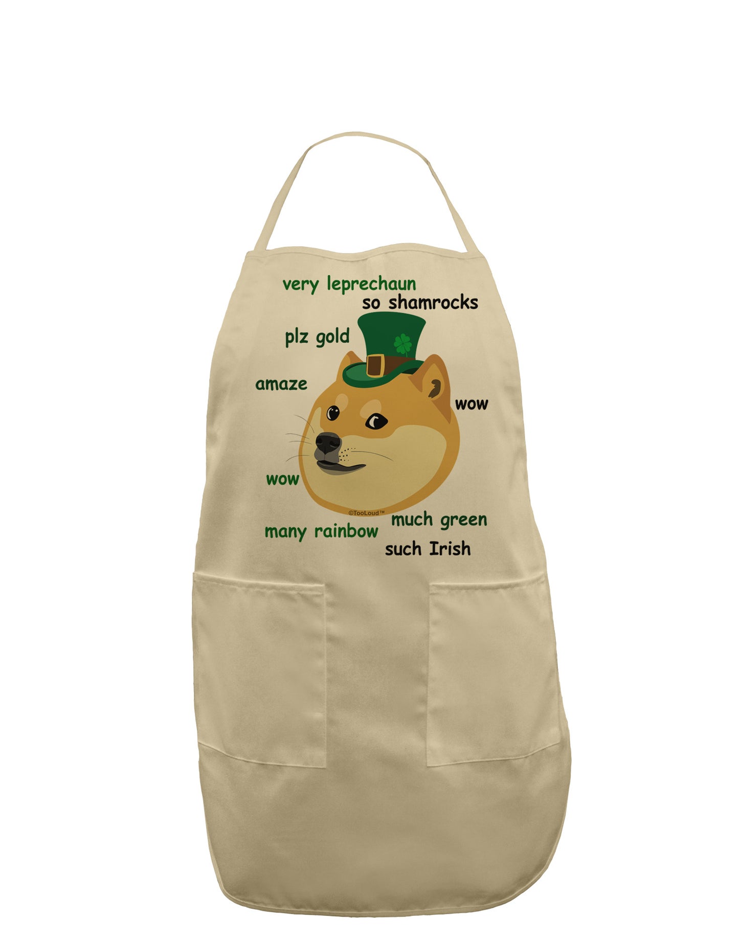 St Patricks Day Leprechaun Doge Adult Apron-Bib Apron-TooLoud-Stone-One-Size-Davson Sales