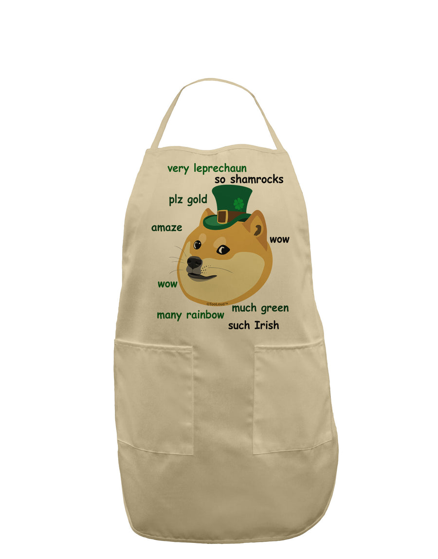 St Patricks Day Leprechaun Doge Adult Apron-Bib Apron-TooLoud-White-One-Size-Davson Sales