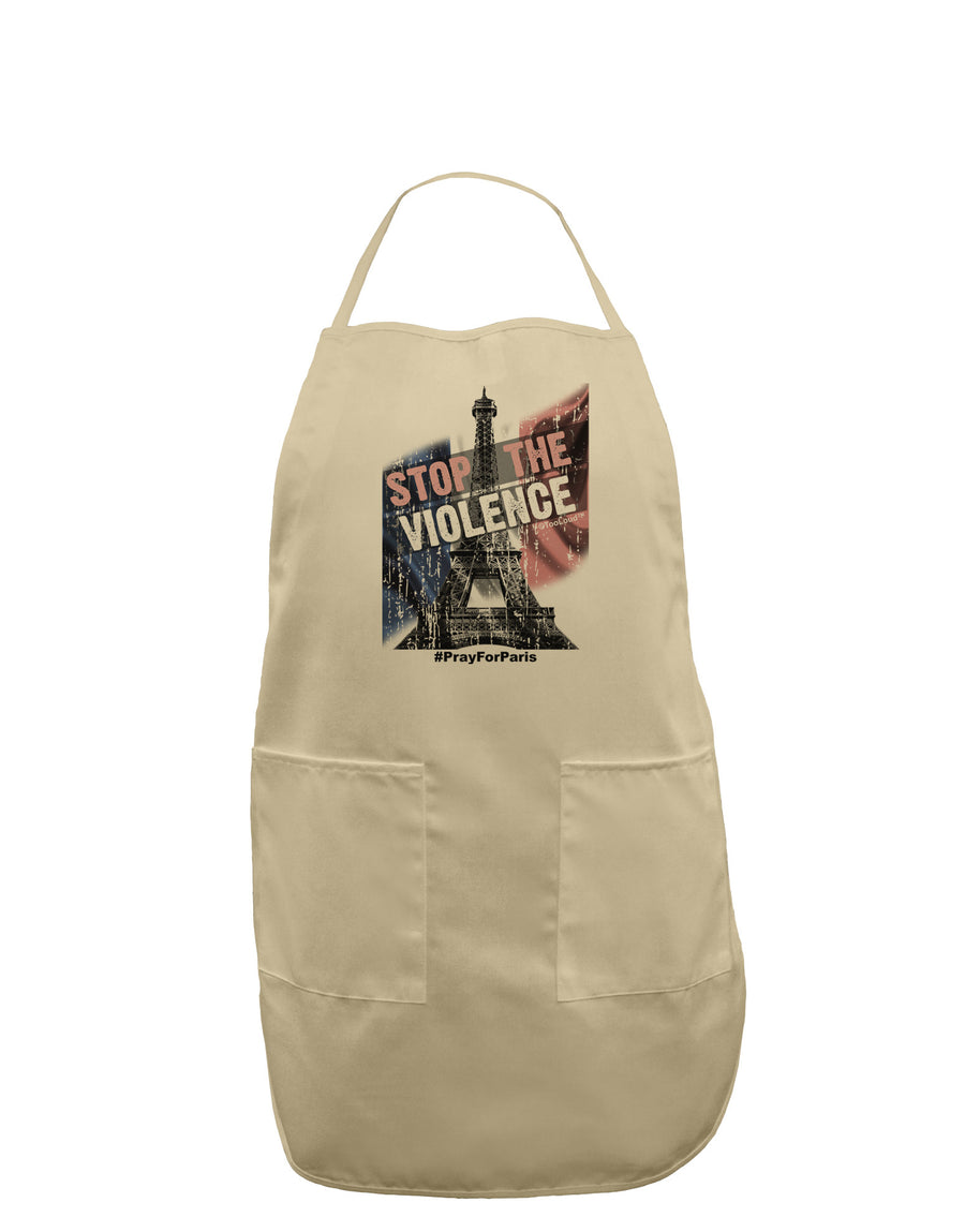 Distressed Paris Stop The Violence Adult Apron-Bib Apron-TooLoud-White-One-Size-Davson Sales