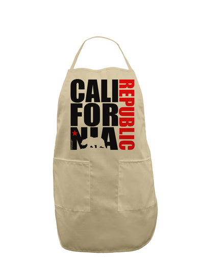 California Republic Design - California Red Star and Bear Adult Apron by TooLoud-Bib Apron-TooLoud-Stone-One-Size-Davson Sales