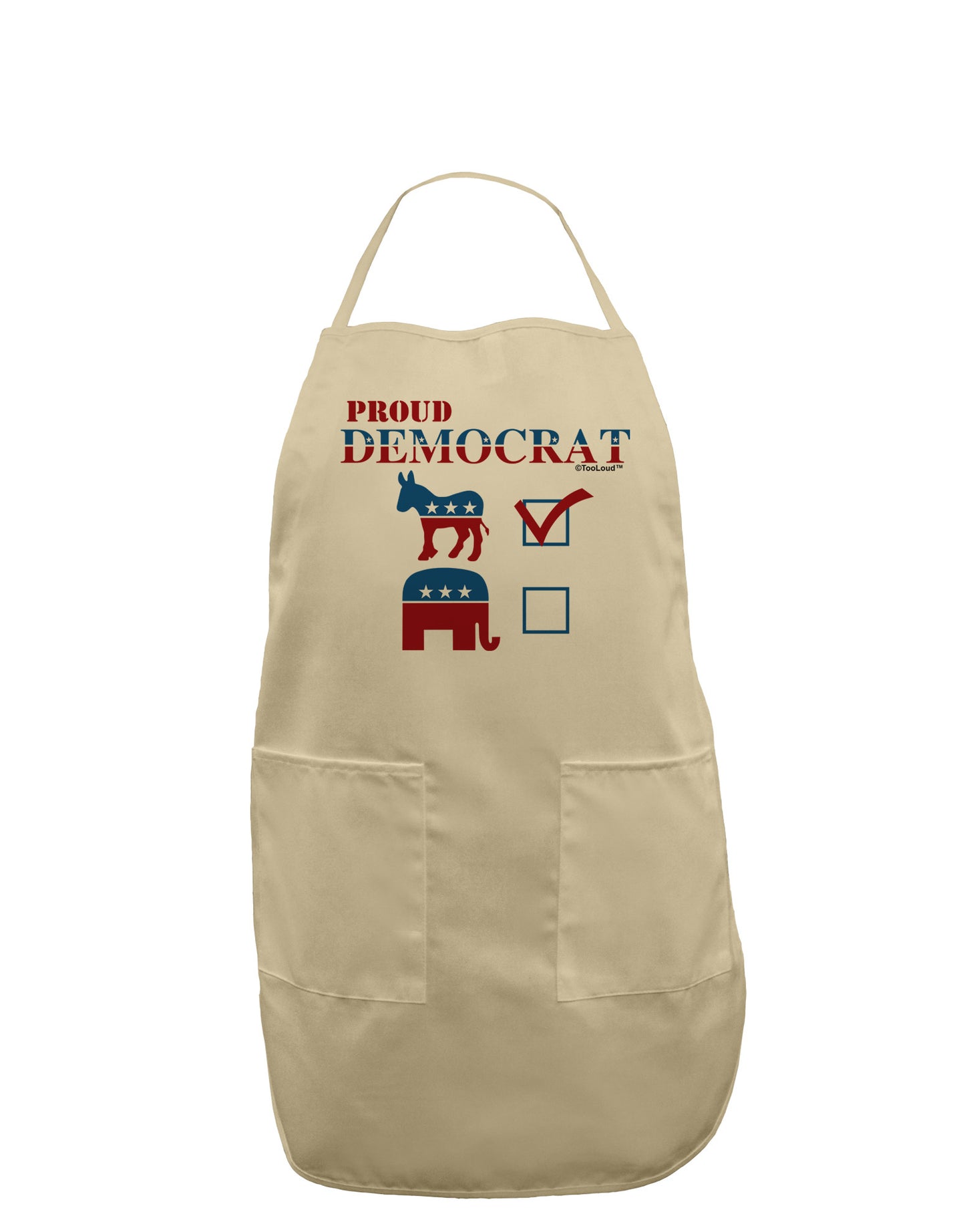 Proud Democrat Checkmark Adult Apron-Bib Apron-TooLoud-Stone-One-Size-Davson Sales