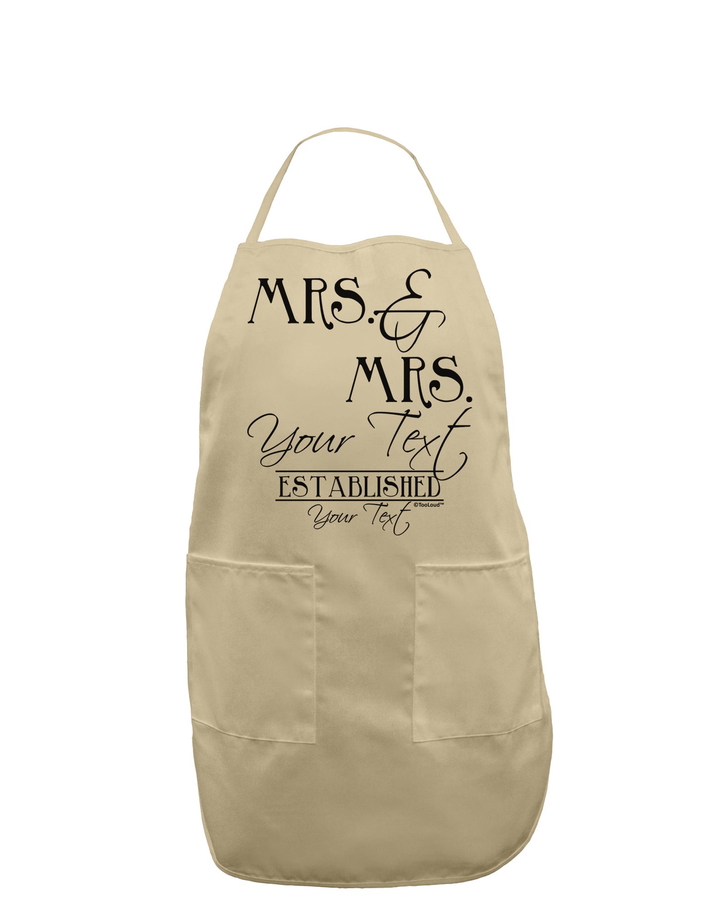 Personalized Mrs and Mrs Lesbian Wedding - Name- Established -Date- Design Adult Apron-Bib Apron-TooLoud-Stone-One-Size-Davson Sales