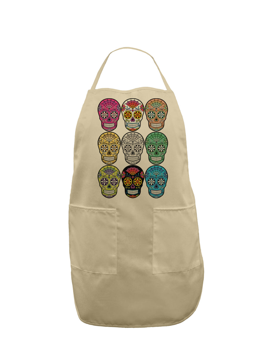 Dia de los Muertos Calaveras Sugar Skulls Adult Apron-Bib Apron-TooLoud-White-One-Size-Davson Sales