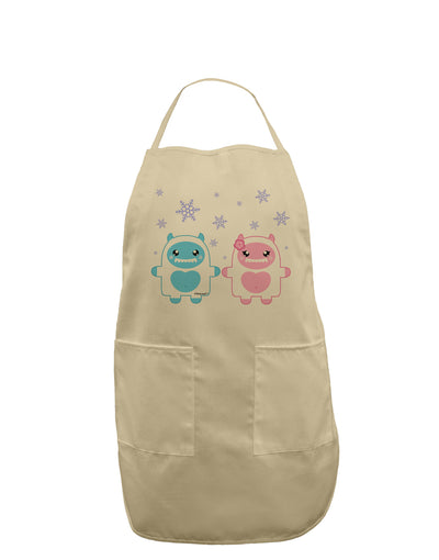 Cute Abominable Snowman Yeti Couple - Christmas Adult Apron-Bib Apron-TooLoud-Stone-One-Size-Davson Sales