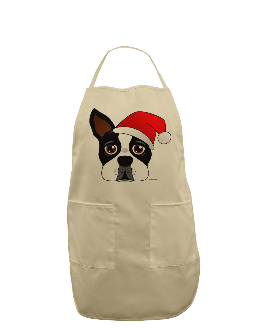 Cute Dog with Santa Hat - Christmas Adult Apron-Bib Apron-TooLoud-White-One-Size-Davson Sales