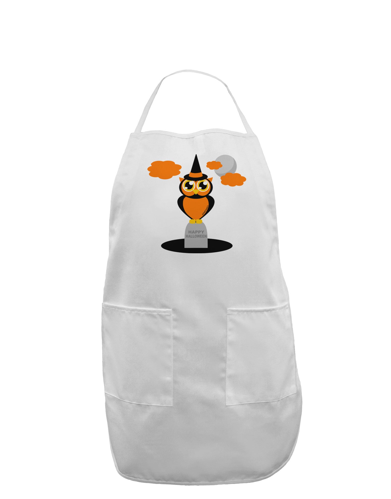Owl Orange Adult Apron-Bib Apron-TooLoud-White-One-Size-Davson Sales