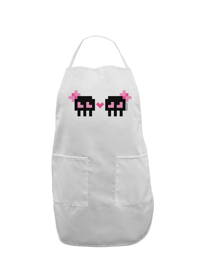 8-Bit Skull Love - Girl and Girl Adult Apron-Bib Apron-TooLoud-White-One-Size-Davson Sales