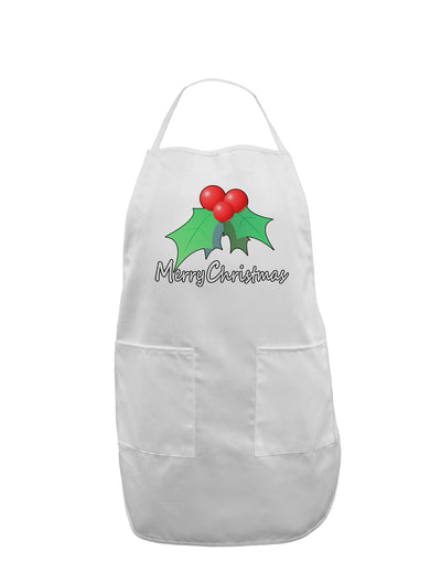 holly Merry Christmas Text Adult Apron-Bib Apron-TooLoud-White-One-Size-Davson Sales