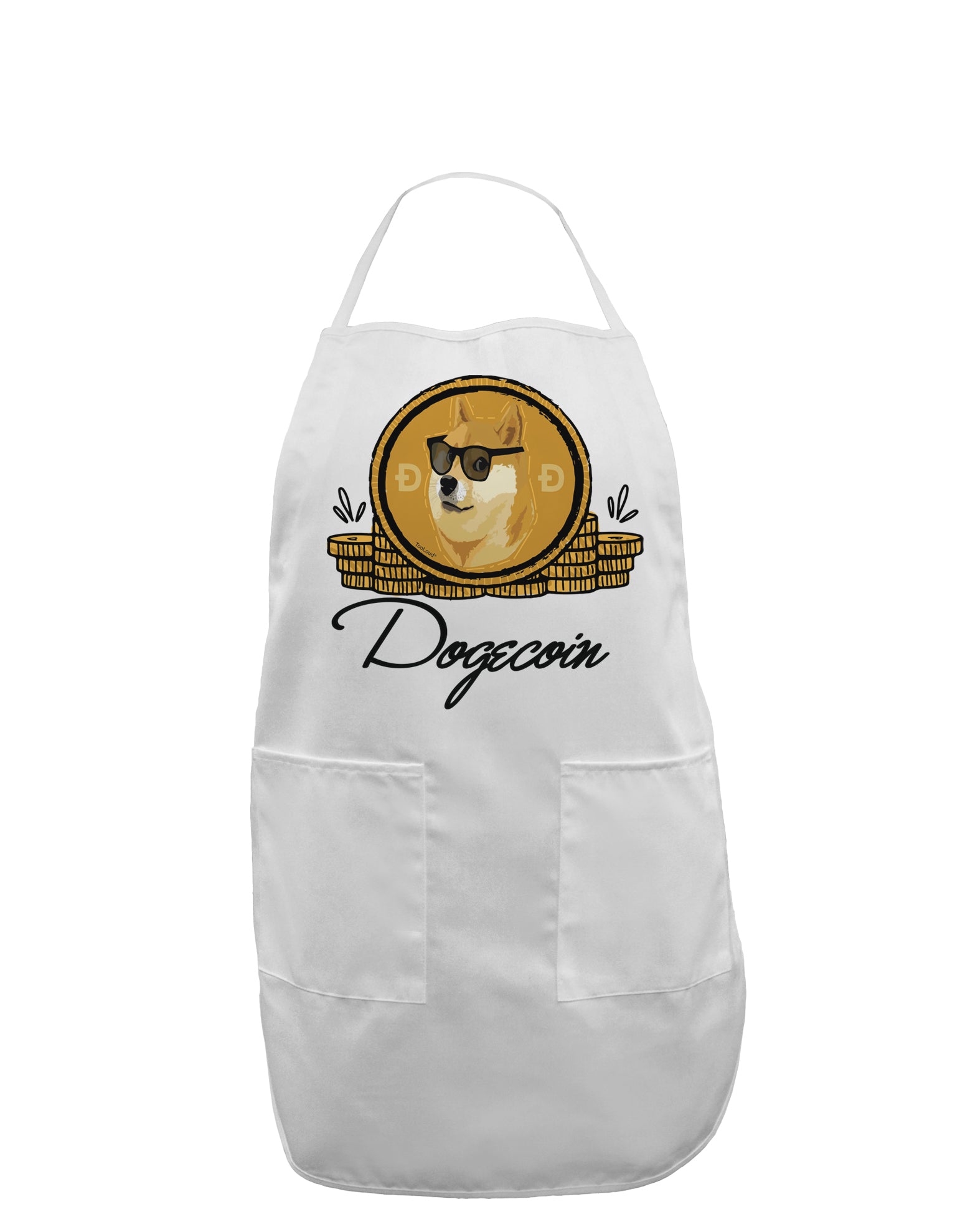 Doge Coins Adult Apron-Bib Apron-TooLoud-White-One-Size-Davson Sales