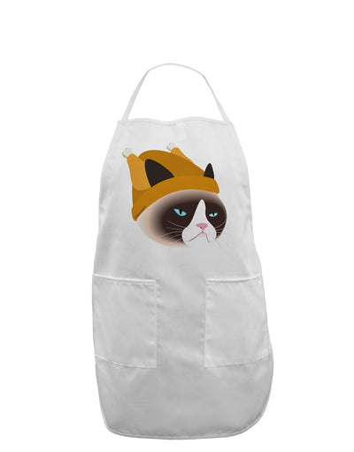 Disgruntled Cat Wearing Turkey Hat Adult Apron by-Bib Apron-TooLoud-White-One-Size-Davson Sales