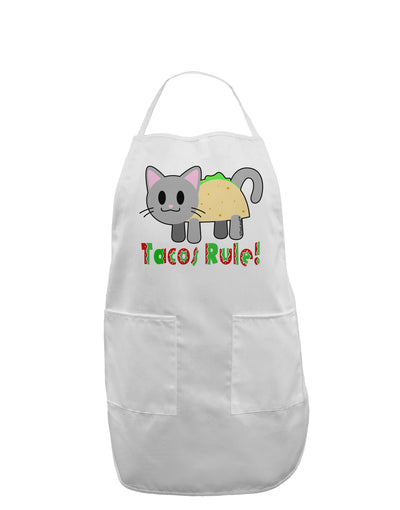 Tacos Rule Taco Cat Design Adult Apron by TooLoud-Bib Apron-TooLoud-White-One-Size-Davson Sales