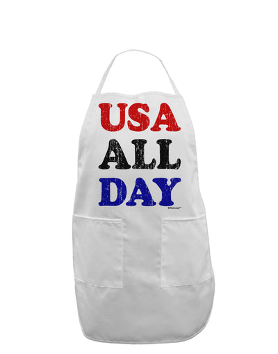 USA All Day - Distressed Patriotic Design Adult Apron by TooLoud-Bib Apron-TooLoud-White-One-Size-Davson Sales