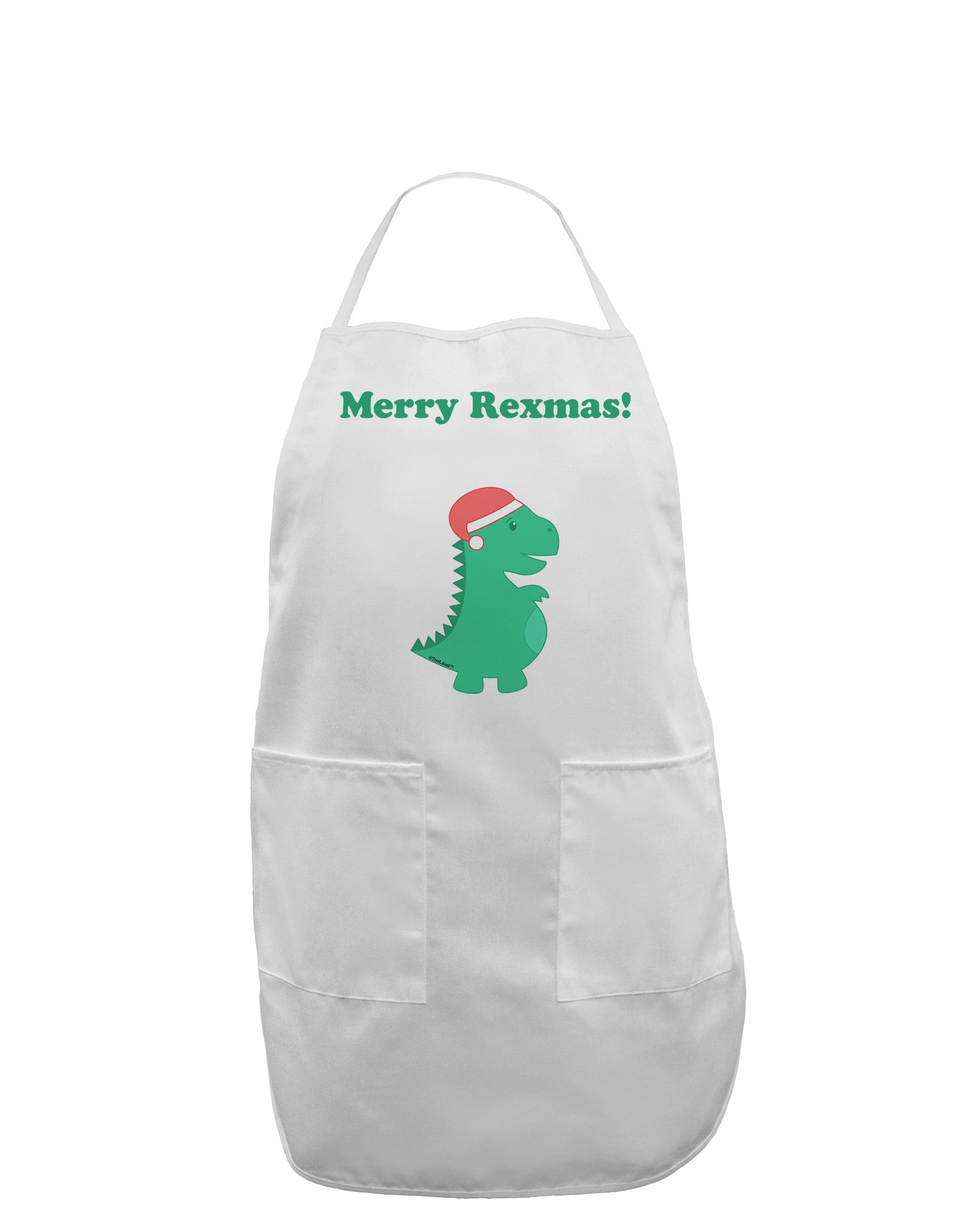 Merry Rexmas T-Rex Dinosaur Christmas Adult Apron-Bib Apron-TooLoud-White-One-Size-Davson Sales