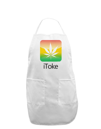 iToke Logo - Marijuana Leaf Adult Apron-Bib Apron-TooLoud-White-One-Size-Davson Sales