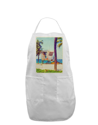 Lifeguard Station Watercolor Adult Apron-Bib Apron-TooLoud-White-One-Size-Davson Sales