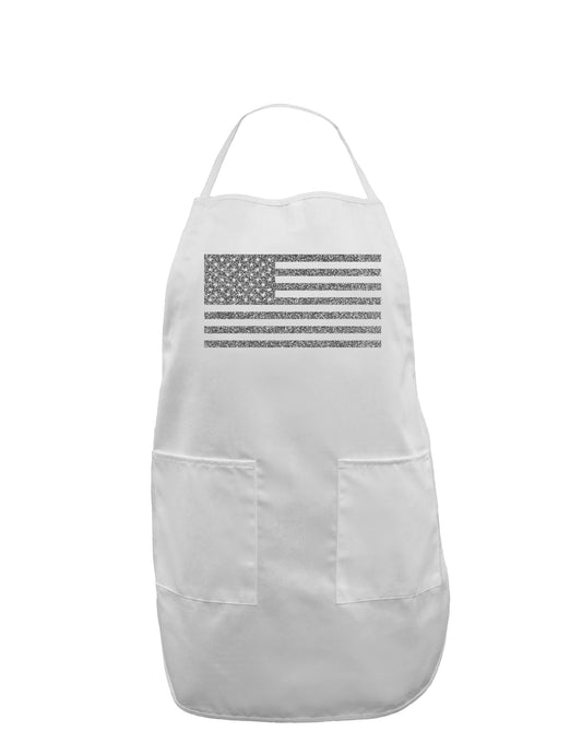 American Flag Glitter - Silver Adult Apron-Bib Apron-TooLoud-White-One-Size-Davson Sales
