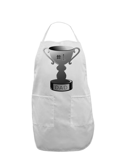 Number One Dad Trophy - Grayscale Adult Apron-Bib Apron-TooLoud-White-One-Size-Davson Sales