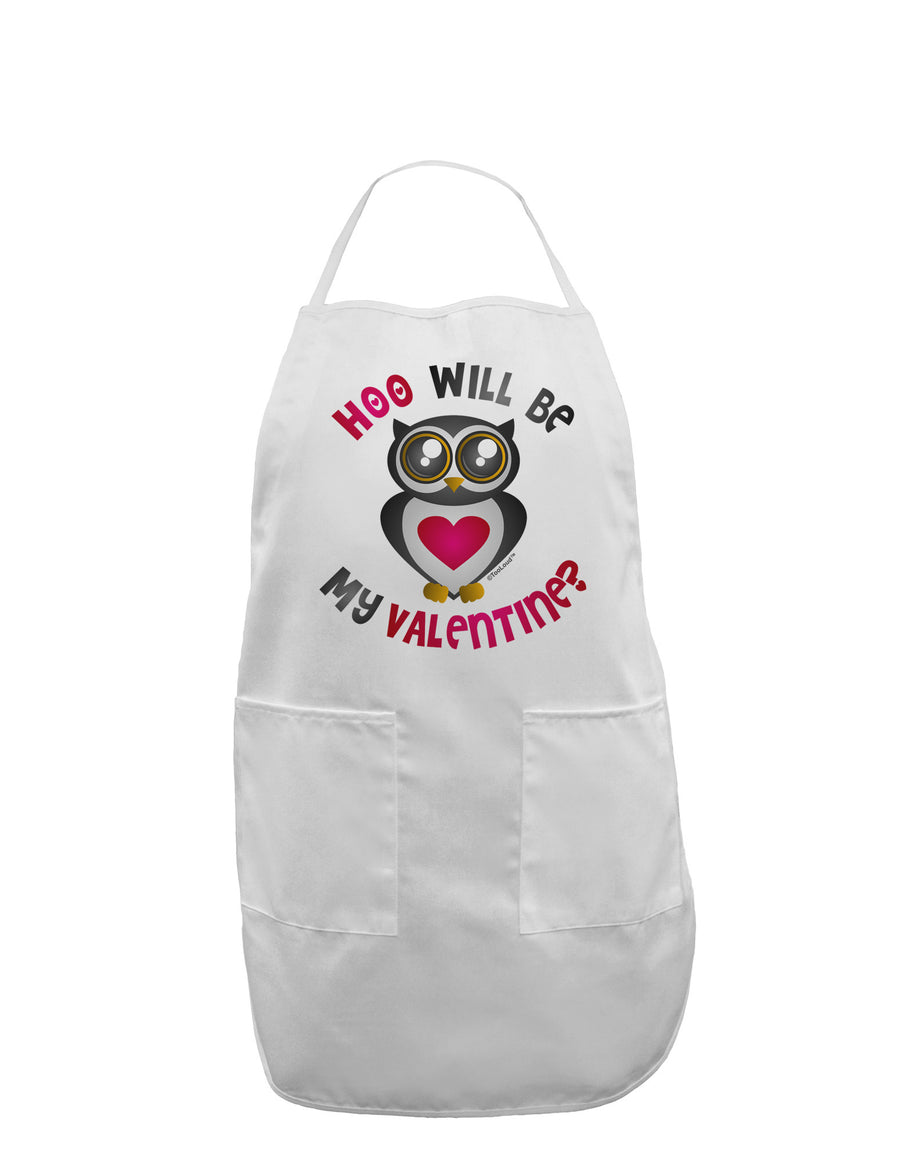 Hoo Will Be My Valentine Adult Apron-Bib Apron-TooLoud-White-One-Size-Davson Sales