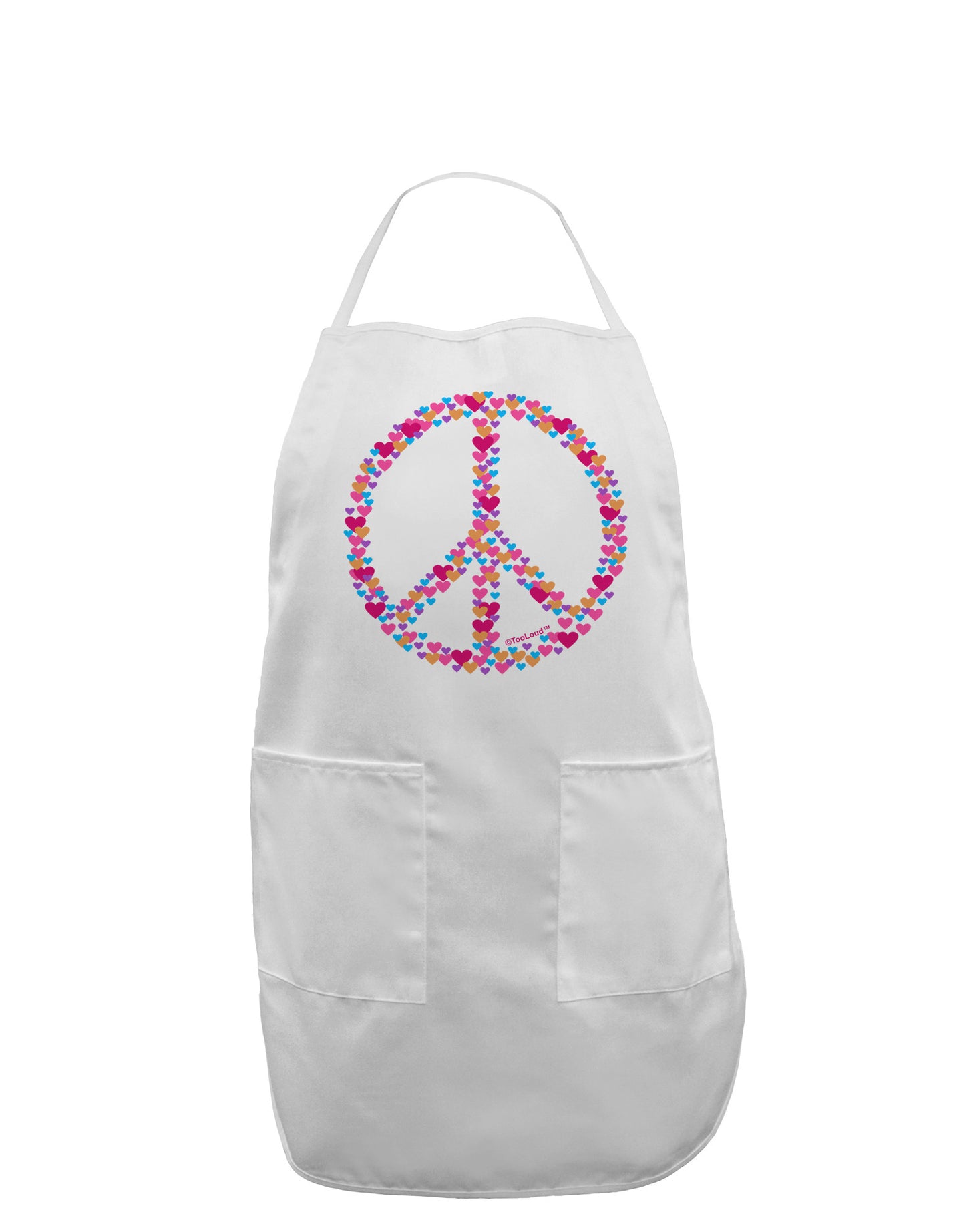 Peace Sign Hearts Adult Apron-Bib Apron-TooLoud-White-One-Size-Davson Sales
