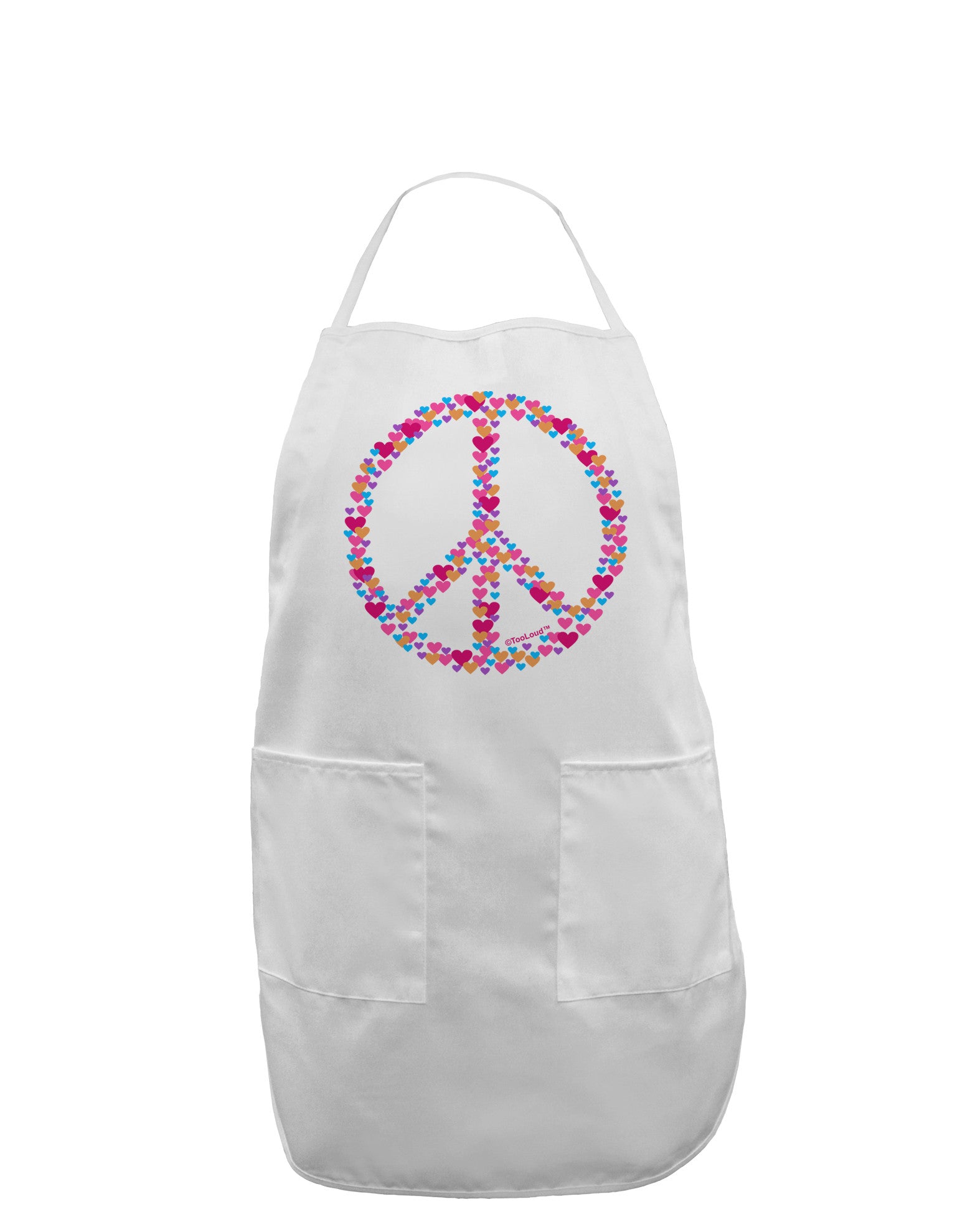Peace Sign Hearts Adult Apron-Bib Apron-TooLoud-White-One-Size-Davson Sales