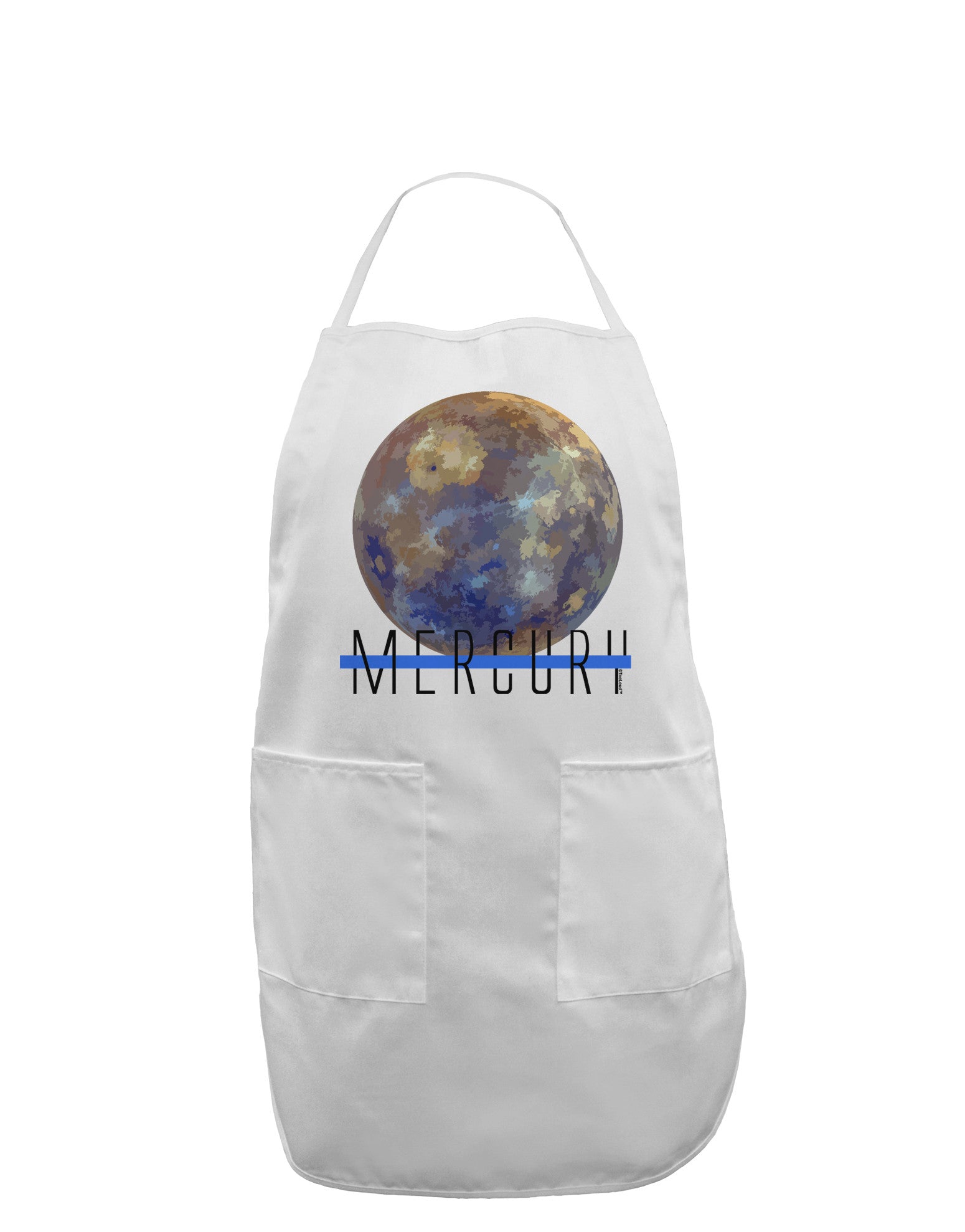 Planet Mercury Text Adult Apron-Bib Apron-TooLoud-White-One-Size-Davson Sales