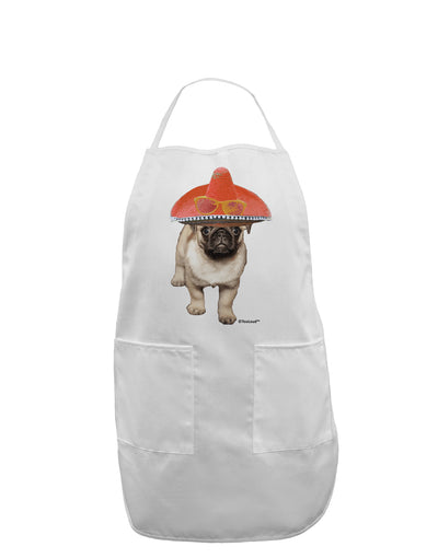 Pug Dog with Pink Sombrero Adult Apron by TooLoud-Bib Apron-TooLoud-White-One-Size-Davson Sales