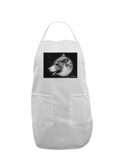 TooLoud White Wolf Moon Adult Apron-Bib Apron-TooLoud-White-One-Size-Davson Sales