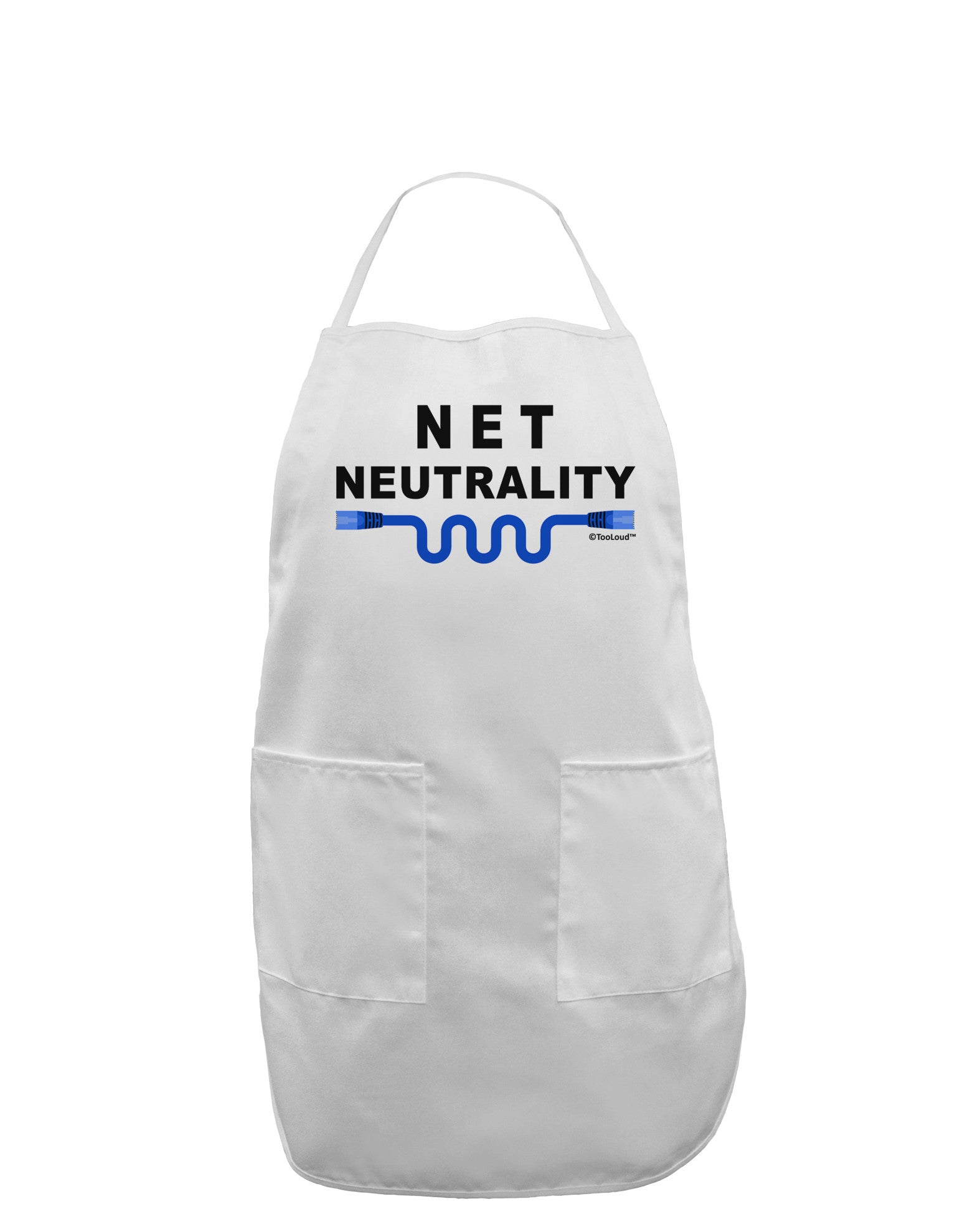 Net Neutrality Adult Apron-Bib Apron-TooLoud-White-One-Size-Davson Sales