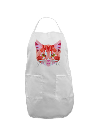 Geometric Kitty Red Adult Apron-Bib Apron-TooLoud-White-One-Size-Davson Sales