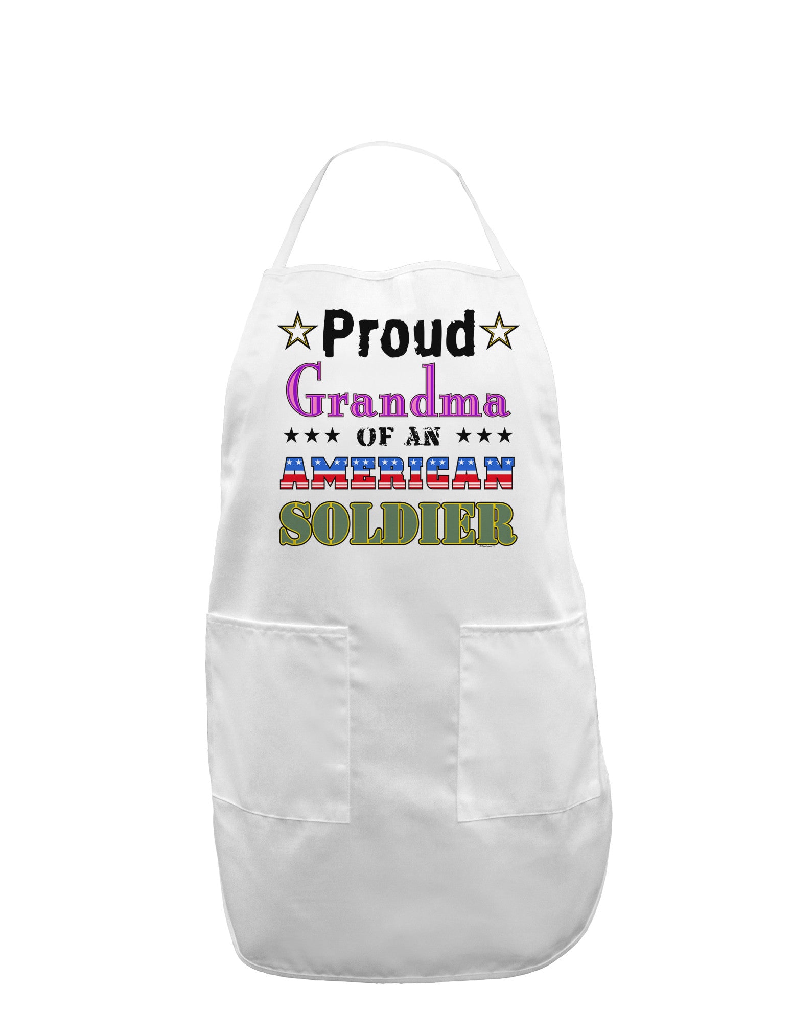 Proud Grandma of an American Soldier Adult Apron-Bib Apron-TooLoud-White-One-Size-Davson Sales