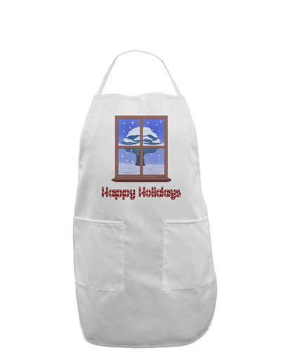 Frosty Window - Happy Holidays Adult Apron-Bib Apron-TooLoud-White-One-Size-Davson Sales