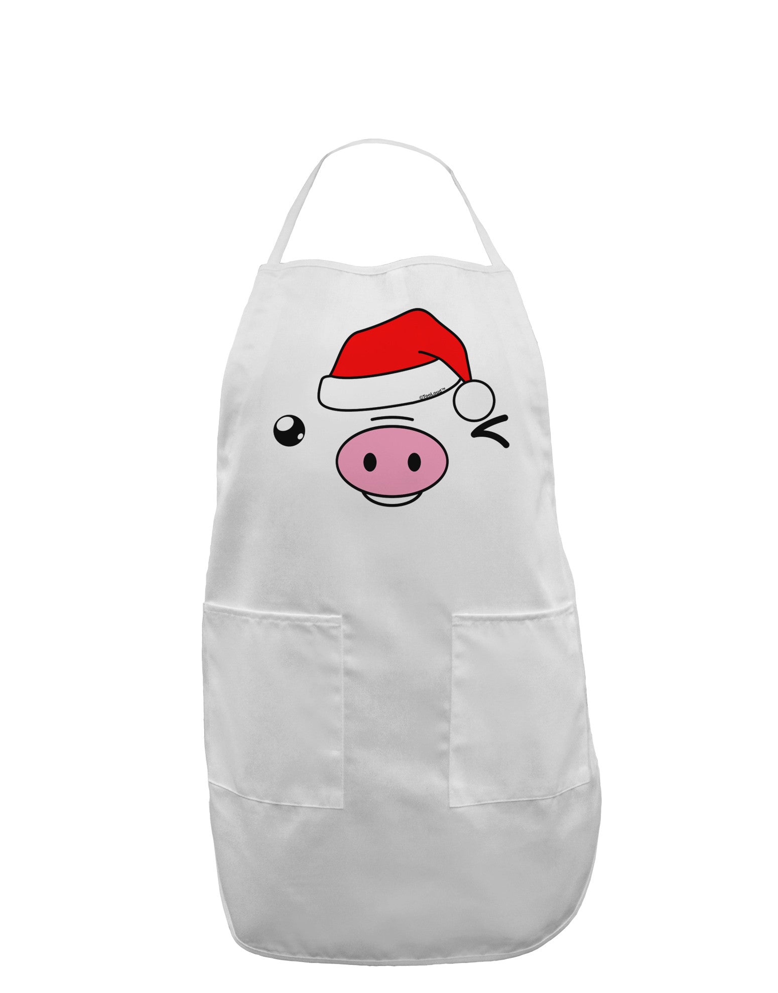 Kyu-T Face Oinkz Santa Hat Boy Pig Adult Apron-Bib Apron-TooLoud-White-One-Size-Davson Sales