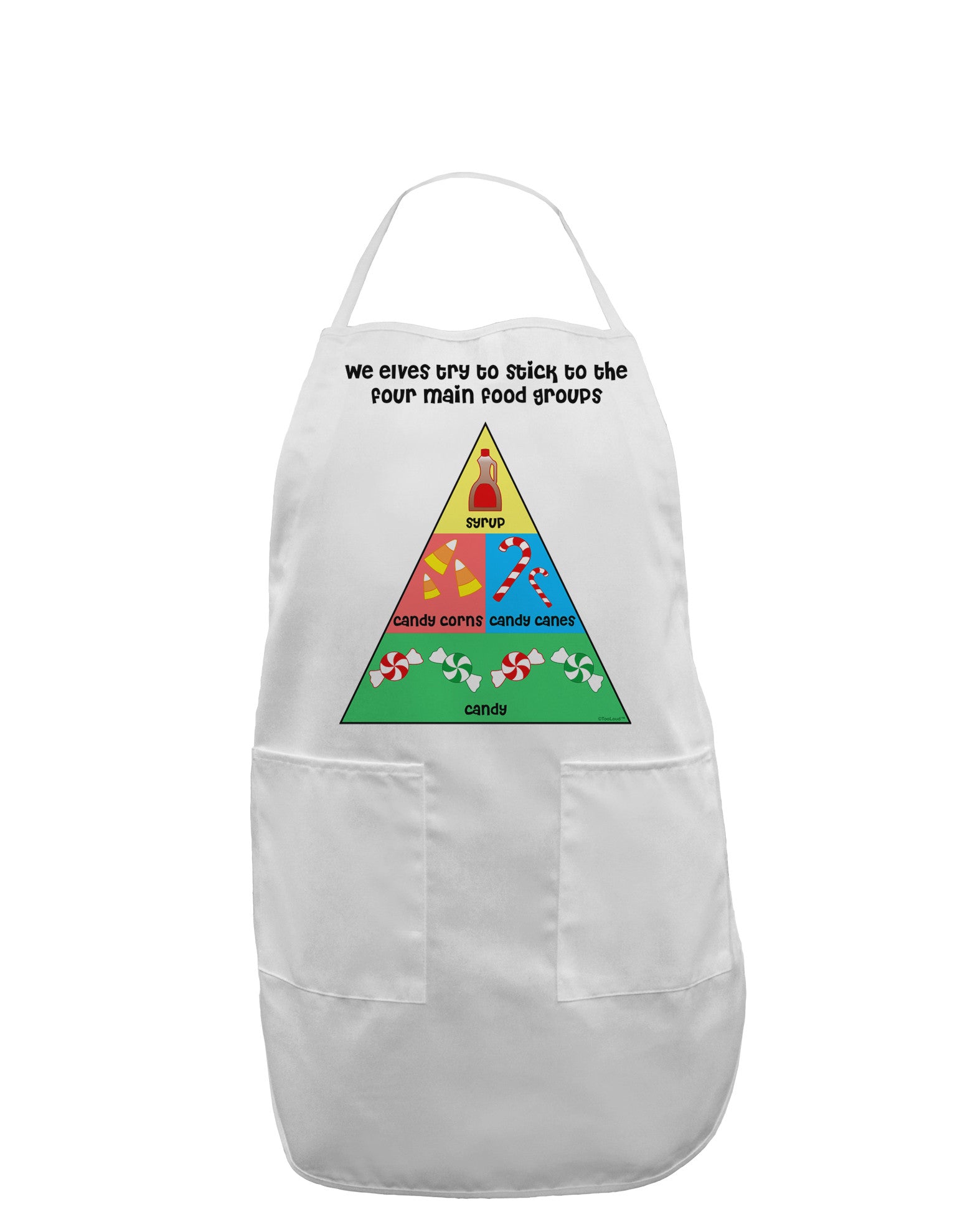 Main Food Groups of an Elf - Christmas Adult Apron-Bib Apron-TooLoud-White-One-Size-Davson Sales