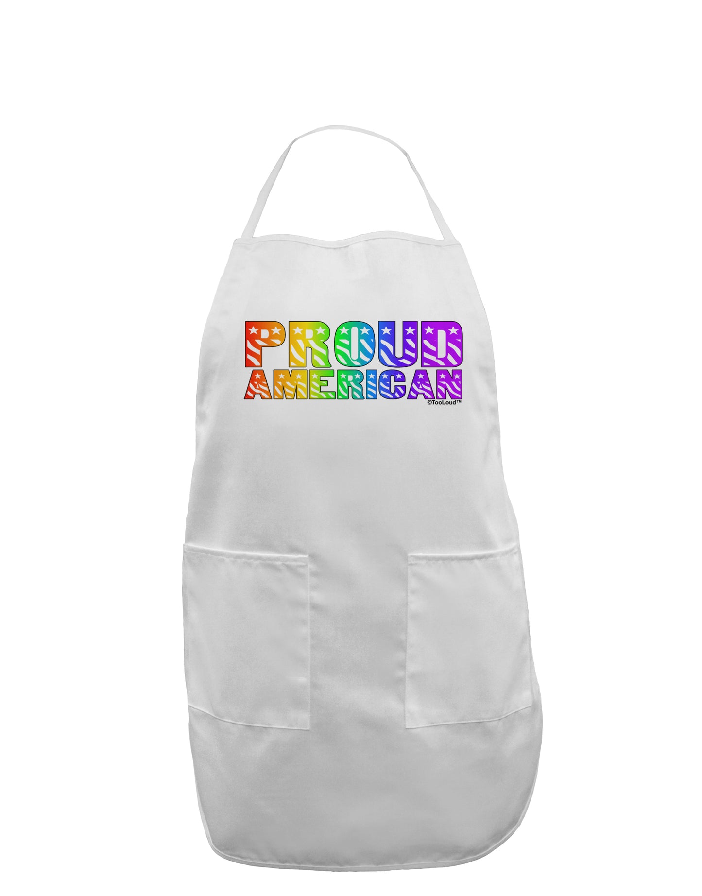Proud American Rainbow Text Adult Apron by TooLoud-Bib Apron-TooLoud-White-One-Size-Davson Sales