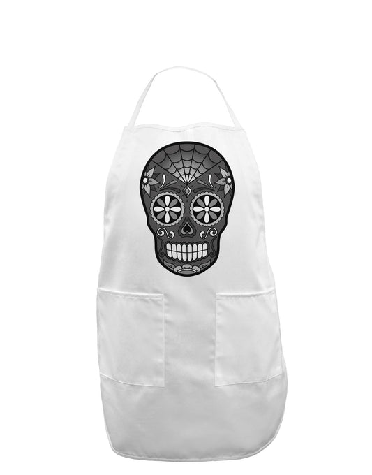 TooLoud Version 9 Black and White Day of the Dead Calavera Adult Apron-Bib Apron-TooLoud-White-One-Size-Davson Sales