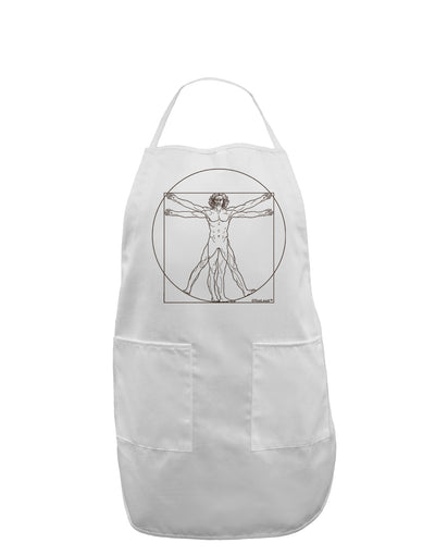 TooLoud Vitruvian Man Drawing Adult Apron-Bib Apron-TooLoud-White-One-Size-Davson Sales