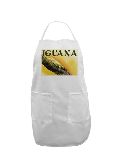 Iguana Watercolor Text Adult Apron-Bib Apron-TooLoud-White-One-Size-Davson Sales