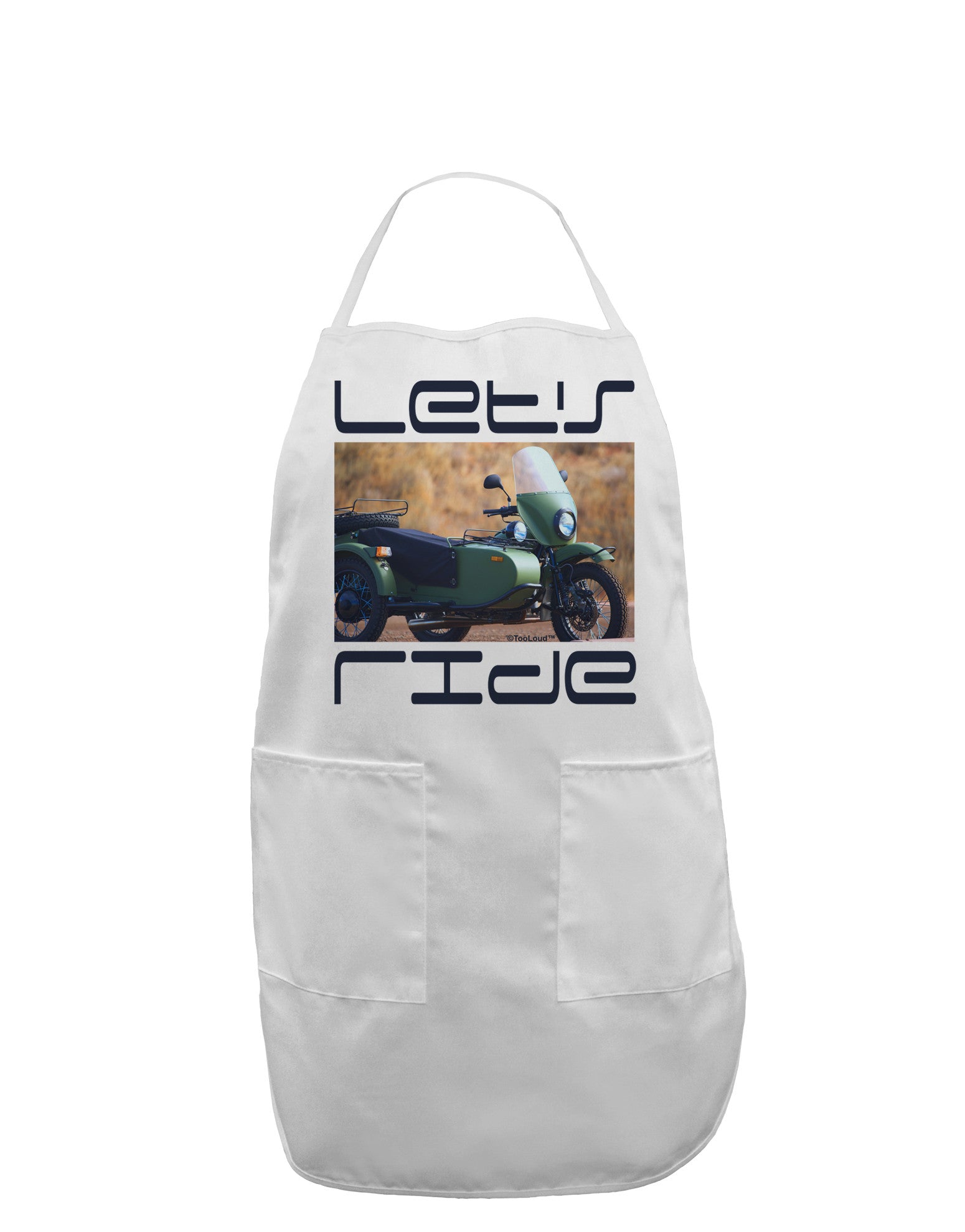 Lets Ride Sidecar Motorcycle Adult Apron-Bib Apron-TooLoud-White-One-Size-Davson Sales
