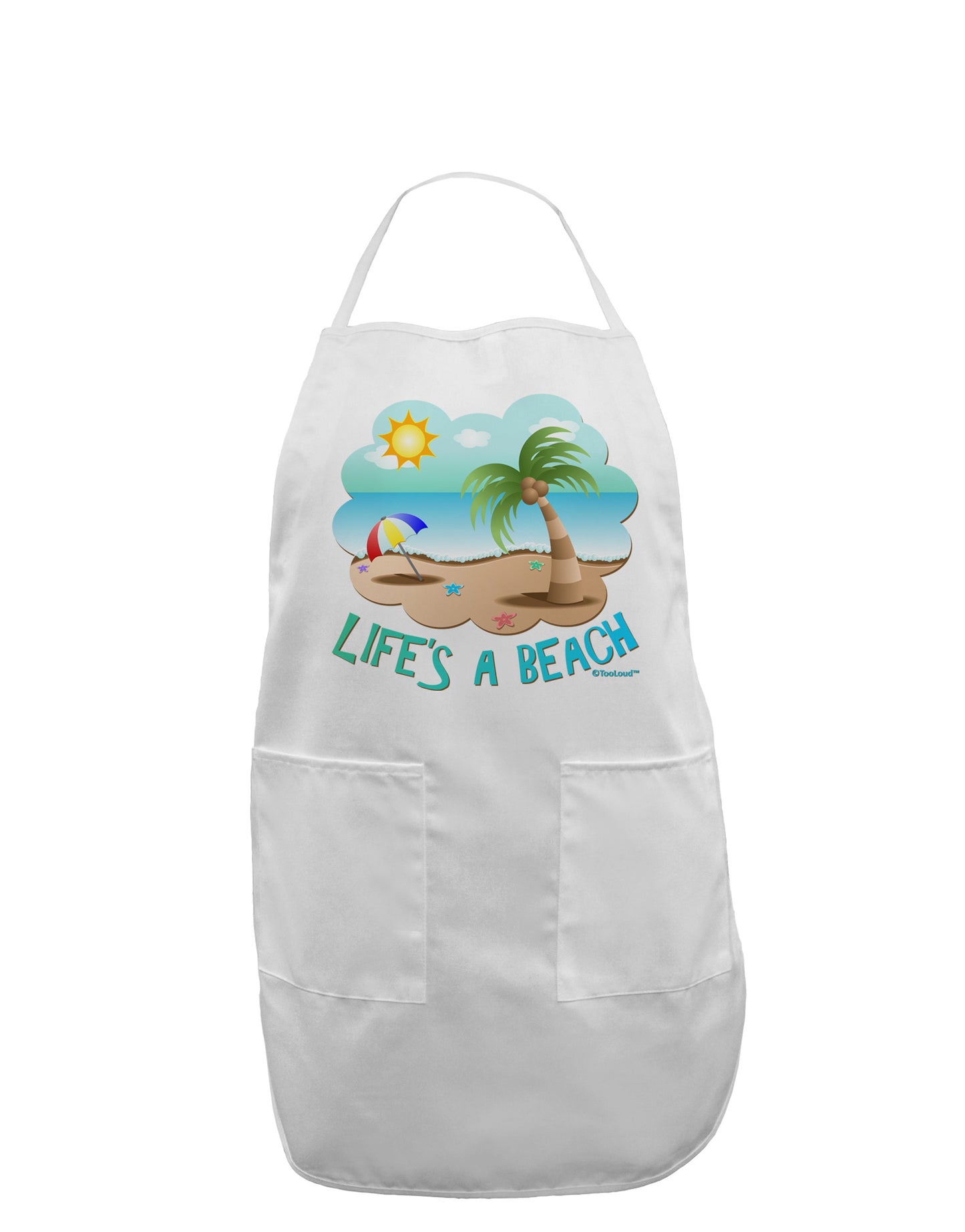 Fun Summer Beach Scene - Life's a Beach Adult Apron by TooLoud-Bib Apron-TooLoud-White-One-Size-Davson Sales