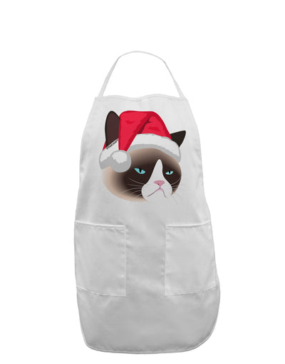 Santa Hat Disgruntled Siamese Cat Adult Apron by-Bib Apron-TooLoud-White-One-Size-Davson Sales