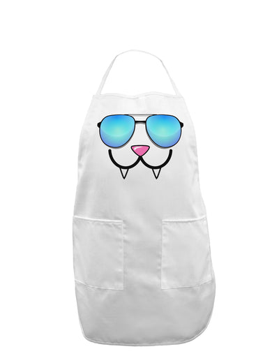 Kyu-T Face - Fangs Cool Sunglasses Adult Apron-Bib Apron-TooLoud-White-One-Size-Davson Sales