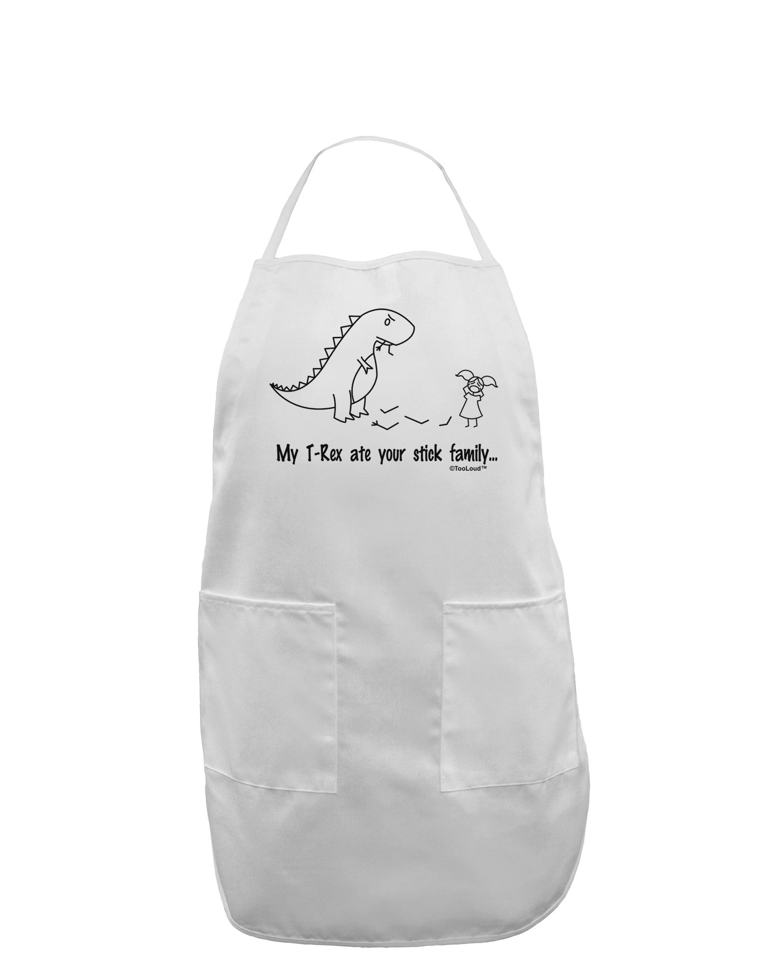 My T-Rex Ate Your Stick Family - Line Adult Apron by TooLoud-Bib Apron-TooLoud-White-One-Size-Davson Sales