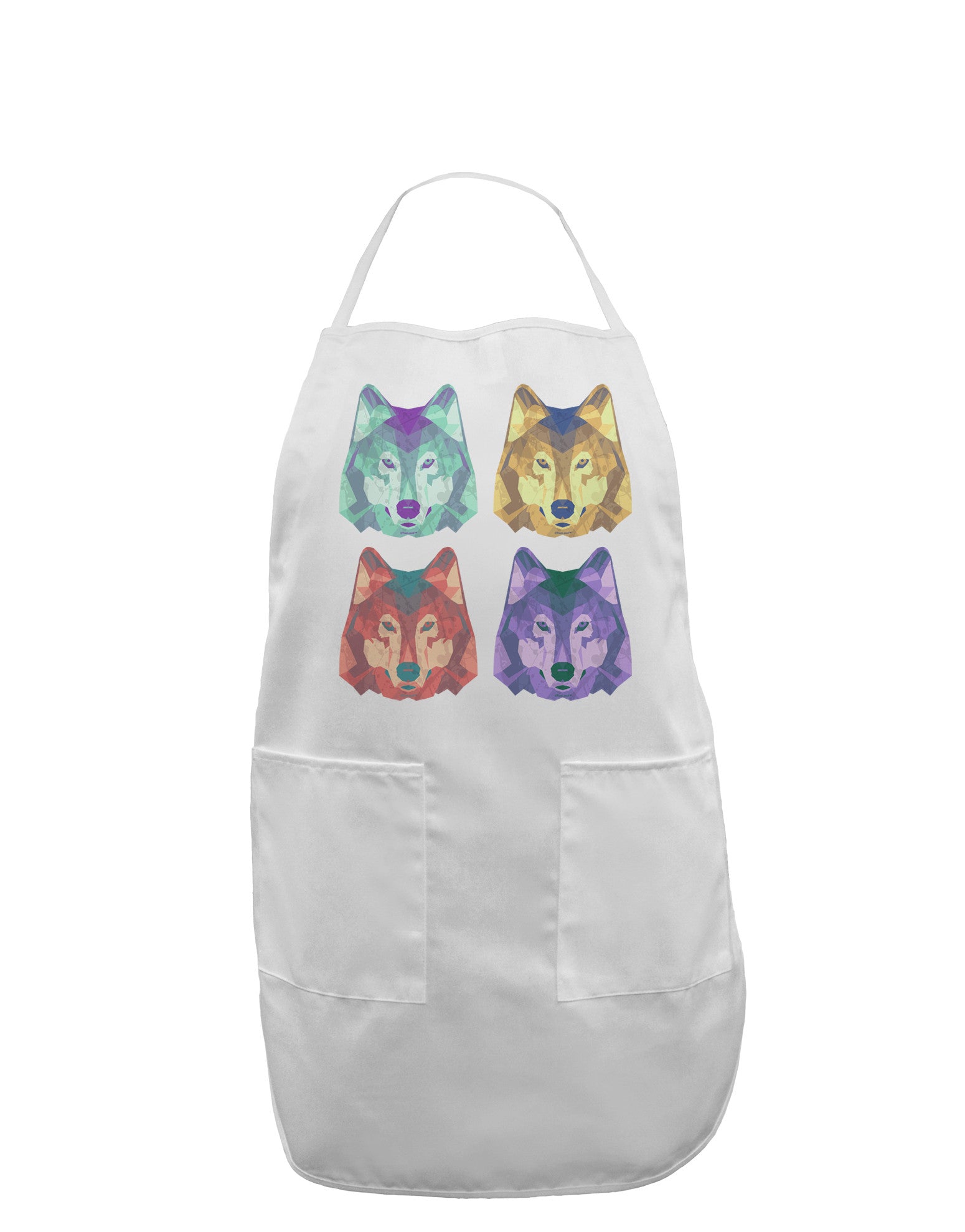 Geometric Wolf Head Pop Art Adult Apron-Bib Apron-TooLoud-White-One-Size-Davson Sales
