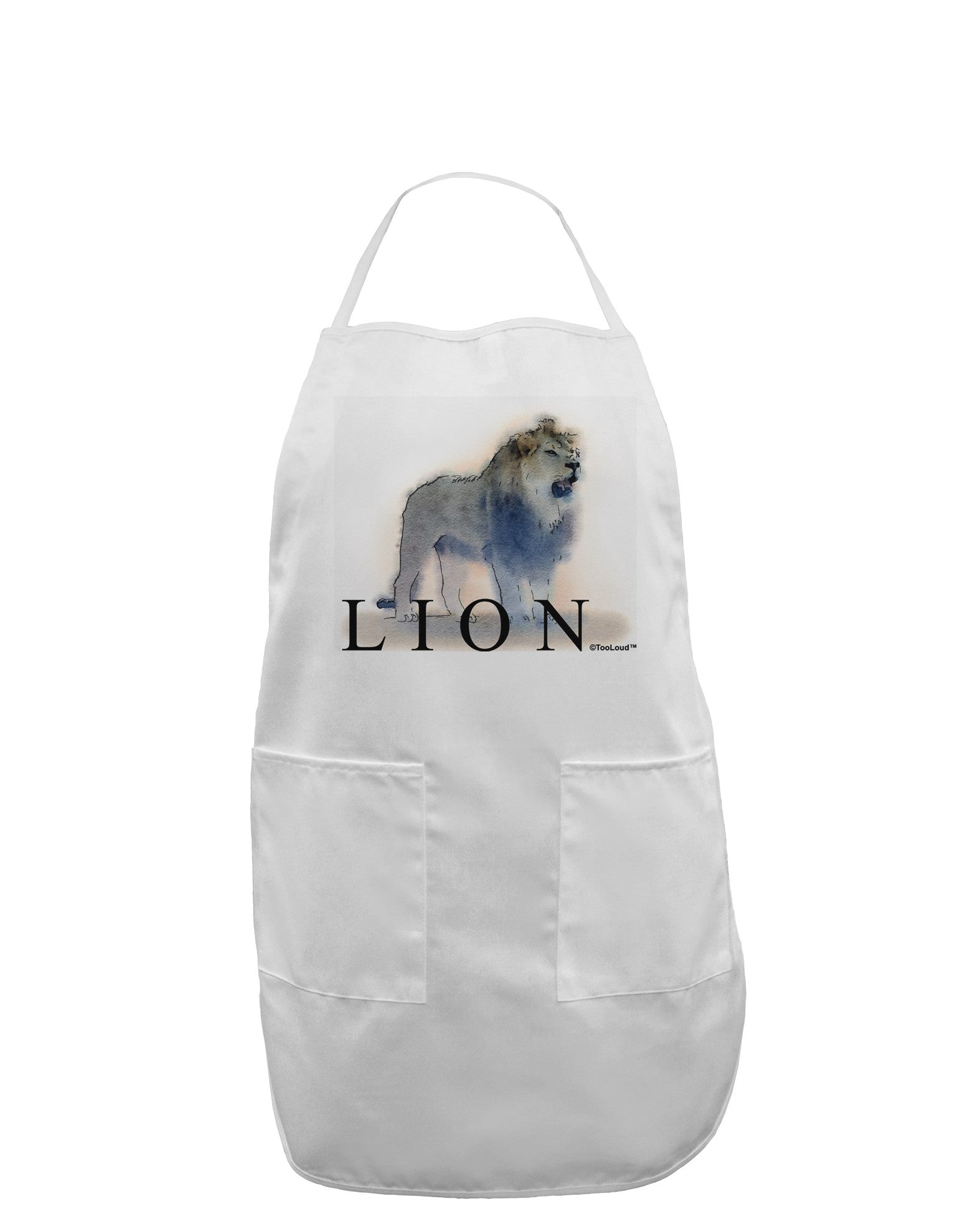 Lion Watercolor B Text Adult Apron-Bib Apron-TooLoud-White-One-Size-Davson Sales