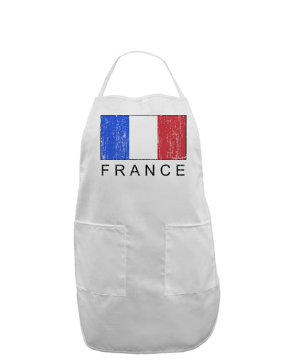 French Flag - France Text Distressed Adult Apron by TooLoud-Bib Apron-TooLoud-White-One-Size-Davson Sales