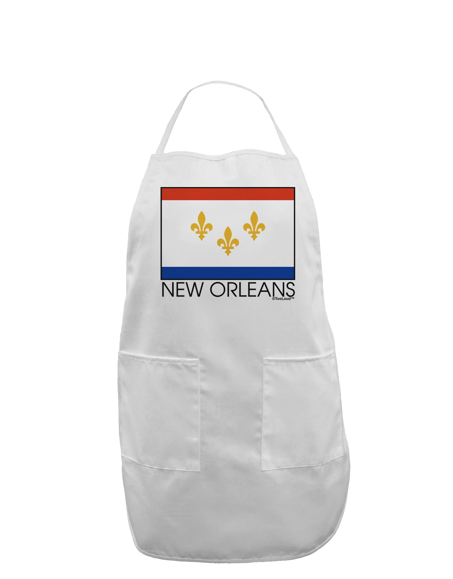New Orleans Louisiana Flag Text Adult Apron-Bib Apron-TooLoud-White-One-Size-Davson Sales
